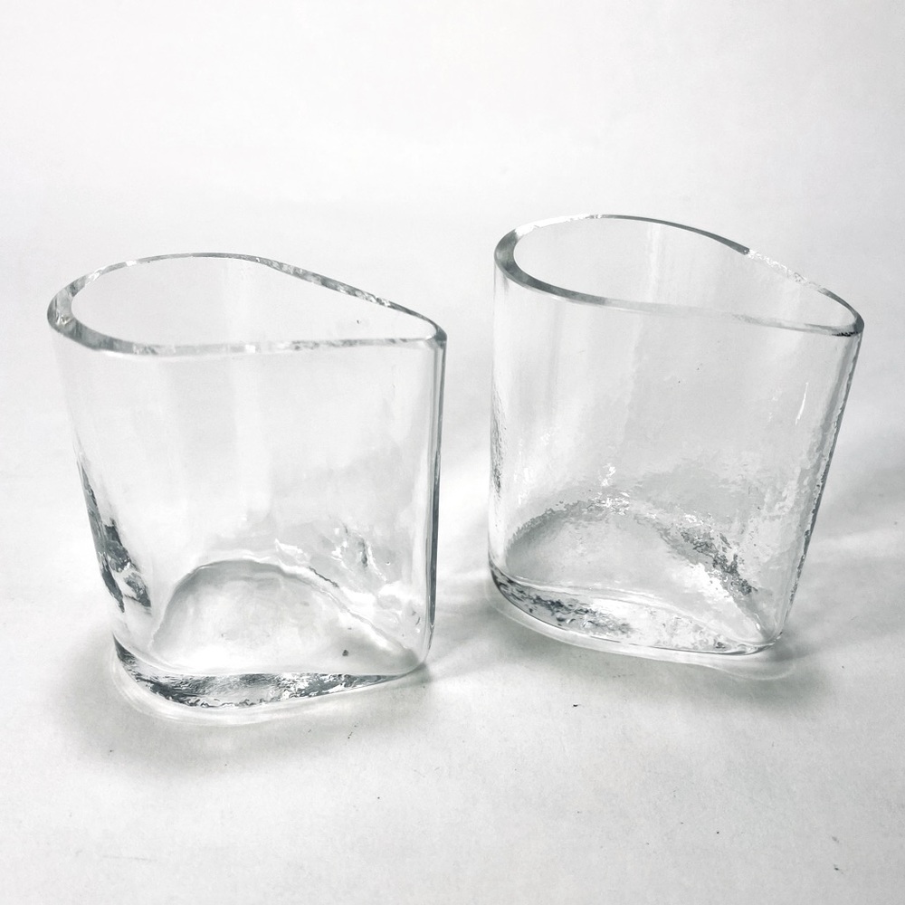 2 Dartington England Clear Glass Avocado Shaped Dressing Servers